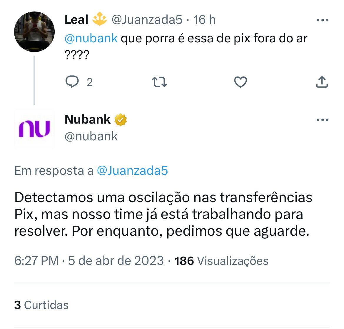 Clientes do Nubank estão furiosos com a instabilidade do Pix na instituição - Foto Reprodução Twitter