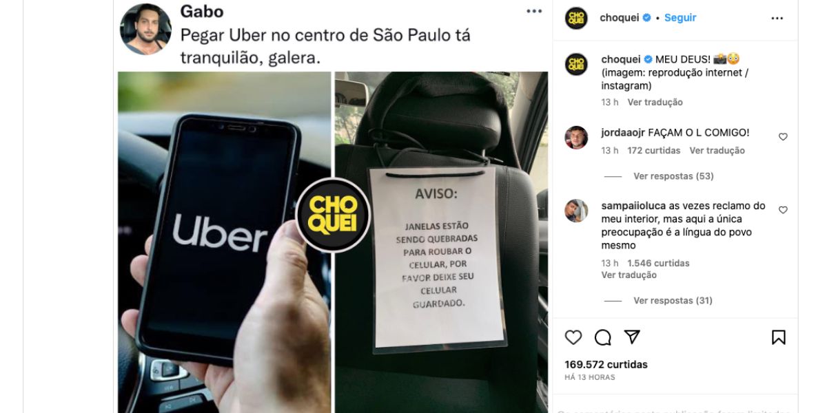 Comunicado de motorista do Uber (Foto: Reprodução / Choquei) 