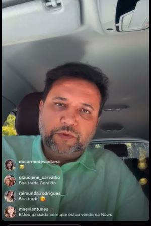 Geraldo Luís ao vivo em seu instagram - Foto Reprodução Instagram