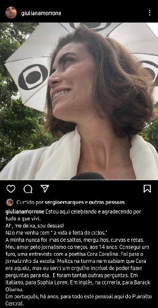 Publicação de Giuliana Morrone (Foto: Reprodução/ Instagram)