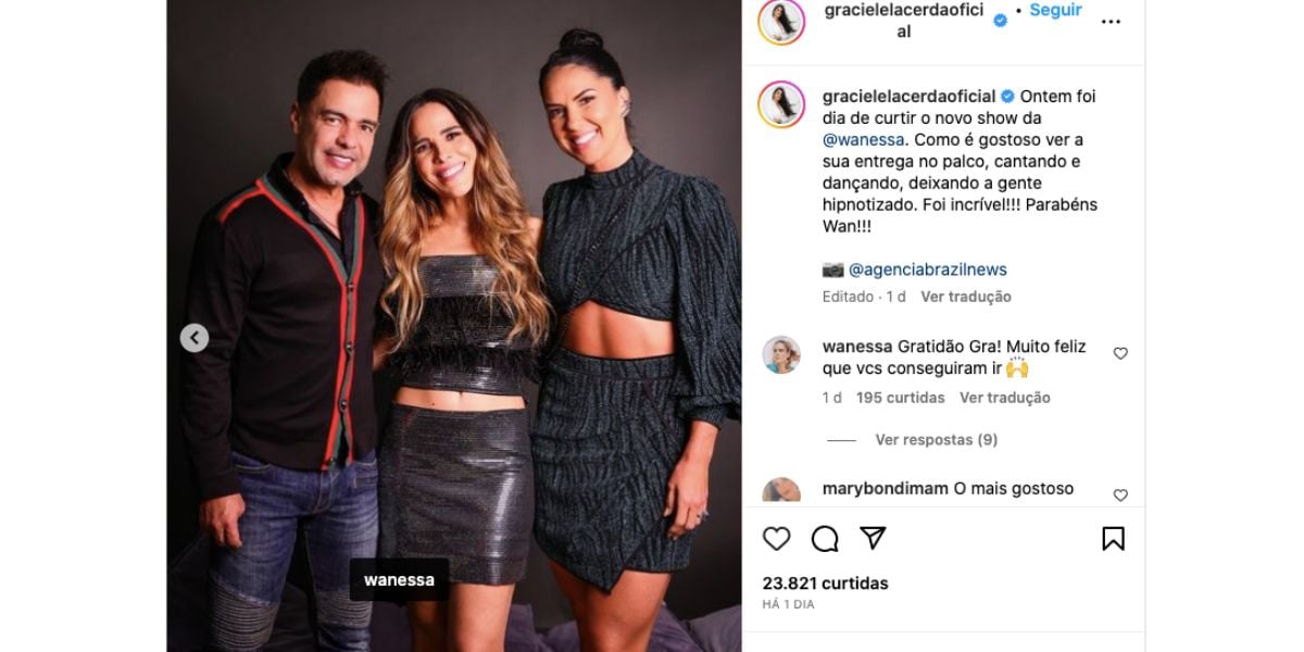 Zezé Di Camargo, Wanessa Camargo e Graciele Lacerda (Foto: Reprodução / Instagram / Brazil News) 