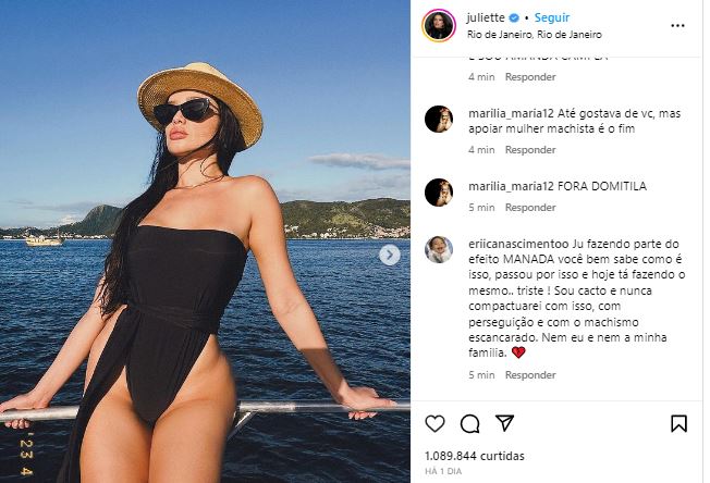 Juliette é criticada por meio dos comentários em seu Instagram - Foto Reprodução Twitter