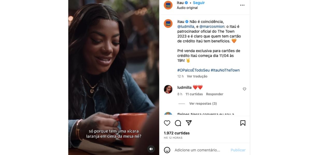 Ludmilla em propaganda do Itaú (Foto: Reprodução / Instagram) 