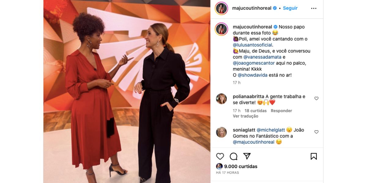 Maju Coutinho e Poliana Abritta no Fantástico (Foto: Reprodução / Globo / Instagram)