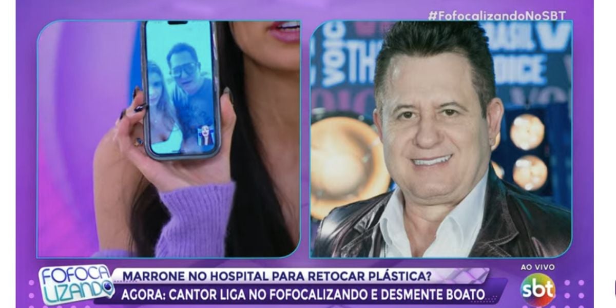 Marrone durante ligação ao vivo no Fofocalizando (Foto: Reprodução / SBT)