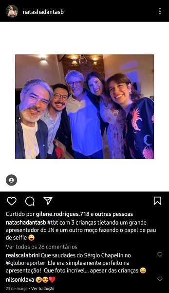 Publicação da esposa de Bonner (Foto: Reprodução/ Instagram)