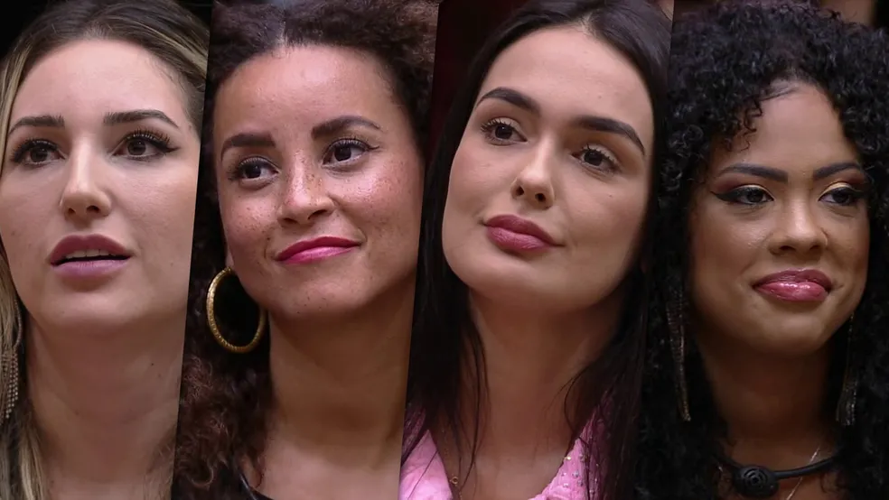 Paredão do BBB23, com Amanda, Larissa, Domitila e Marvvila - Foto Reprodução Gshow