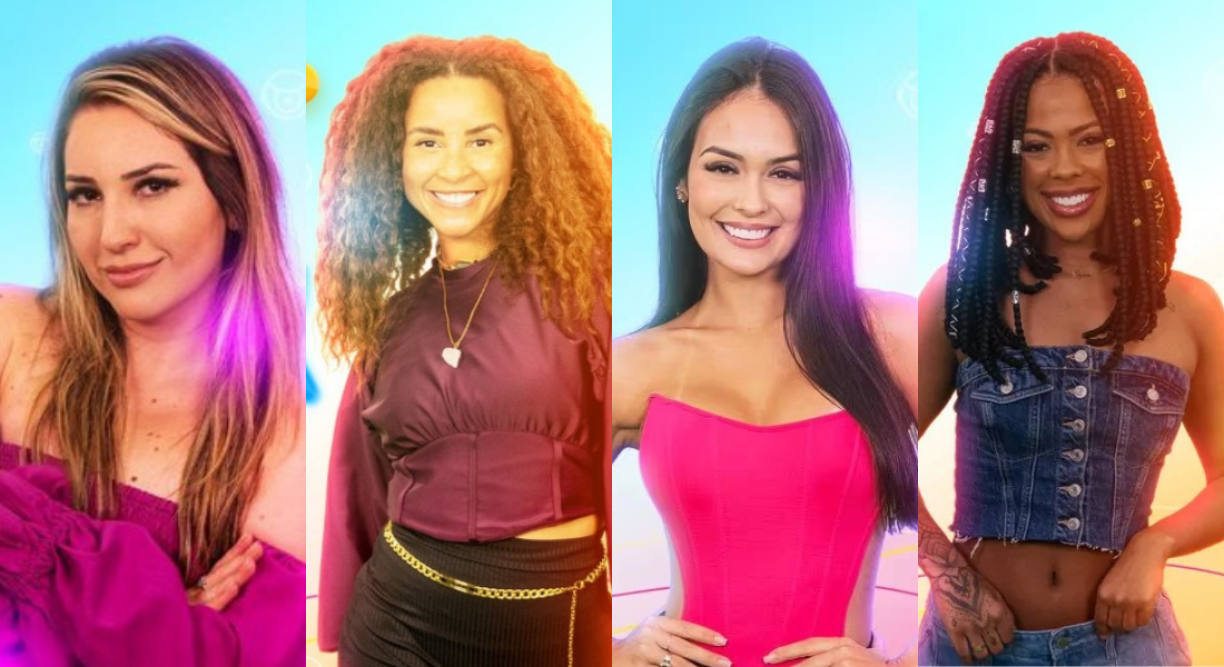 Paredão do BBB23, com Amanda, Larissa, Domitila e Marvvila - Foto Reprodução Internet