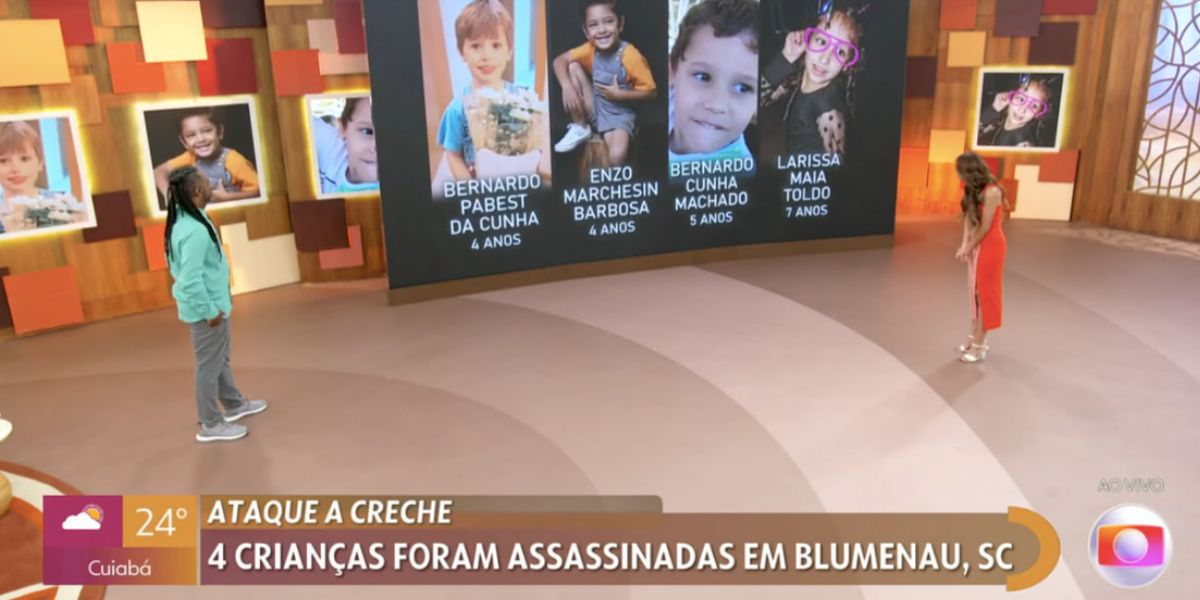 Manoel Soares e Patrícia Poeta lamentam assassinatos (Foto: Reprodução / Globo) 