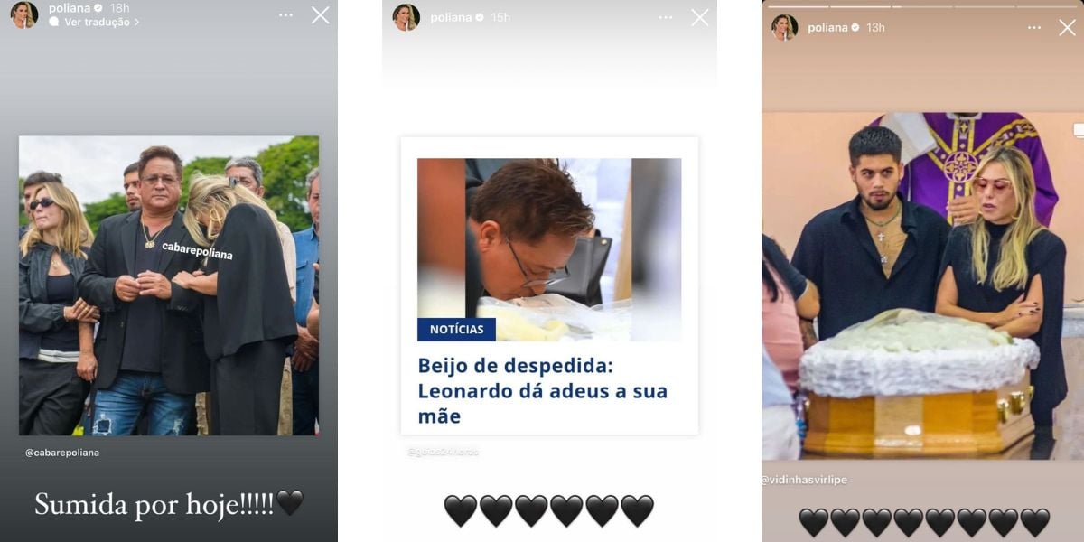 Poliana Rocha, Leonardo e Zé Felipe em velório de Dona Carmem (Foto: Reprodução / Instagram / AgNews)