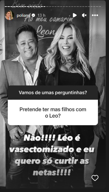 Poliana Rocha esclarece se quer tem mais filhos com o cantor Leonardo - Foto Reprodução Instagram