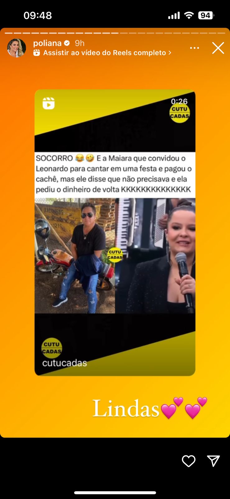 Poliana Rocha expõe Maiara e Leonardo (Foto: Reprodução / Instagram) 