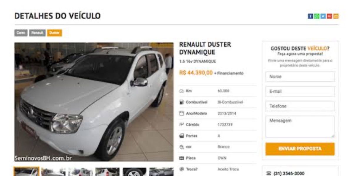 Anúncio de carros usados (Foto:Reprodução/Seminovos)