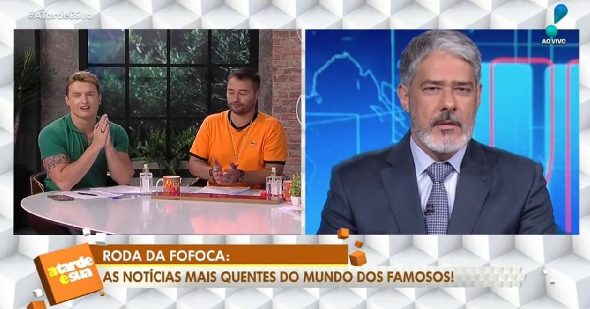 Alessandro Lo-Bianco [blusa laranja], falando sobre o caso de William Bonner (Foto: Reprodução/ Rede TV!)