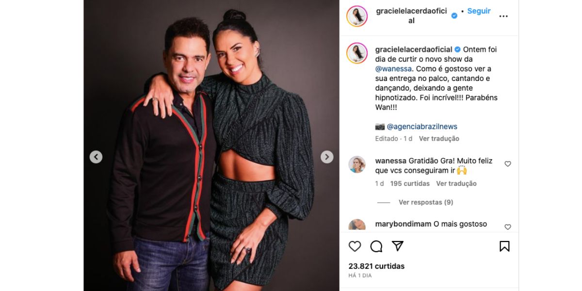 Zezé Di Camargo e Graciele Lacerda (Foto: Reprodução / Instagram / Brazil News) 