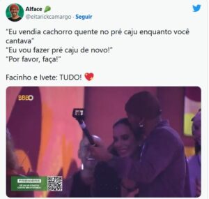 Alface se emocionou com a presença de Ivete Sangalo no BBB23 (Foto: Reprodução / Twitter)