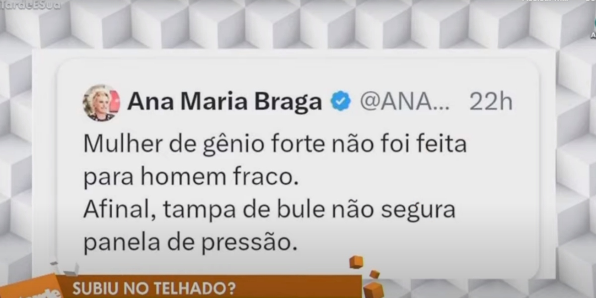 O "A Tarde é Sua" repercutiu postagem de Ana Maria Braga no Twitter (Foto: Reprodução/RedeTV!)