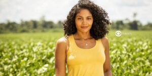 Bárbara Reis como Aline, a protagonista de Terra e Paixão (Foto: Reprodução / Globo)