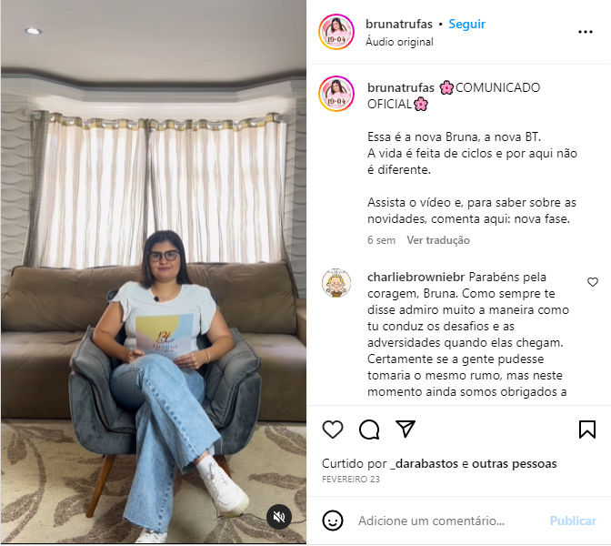 A CEO da marca disse que Bruna Trufas ficará no ramo de delivery - Foto: Reprodução/Instagram