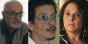 Dante, Gil e Núbia em cenas de Travessia (Foto: Reprodução / Globo)