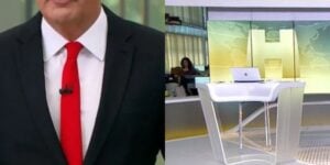 Fábio William e imagens dos estúdios do Jornal Hoje. (Foto: Montagem / TV Foco)