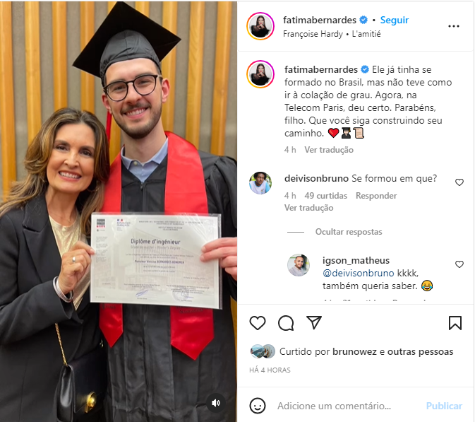 Fátima Bernardes se declara ao filho em textão - Foto: Reprodução/Instagram