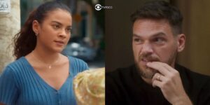 Jenifer e Theo em cenas de Vai na Fé (Foto: Reprodução / Globo)