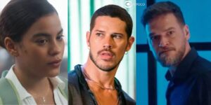 Jenifer, Lui e Theo em cenas de Vai na Fé (Foto: Reprodução / Globo)