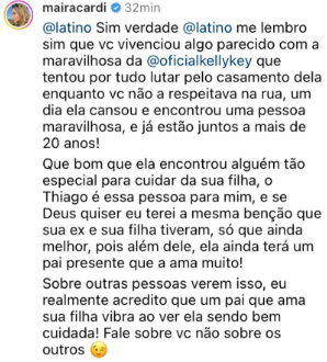 Resposta de Maíra Cardi para Latino (Foto Reprodução/Instagram)