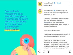 Campanha de alerta para os clientes do Banco do Brasil (Foto: Reprodução / Instagram)