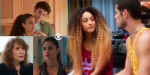 Jenifer, Tatá, Wilma, Érika, Sol e Lui em cenas de Vai na Fé (Foto: Reprodução / Globo)