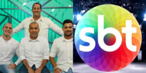 Benjamin, Cicinho, Emerson Sheik e Mano, no Arena SBT/Logo SBT(Foto: Rogério Pallata /Montagem Tv Foco)