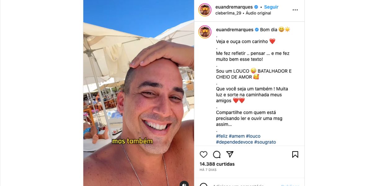 Anúncio de André Marques (Foto: Reprodução / Instagram)