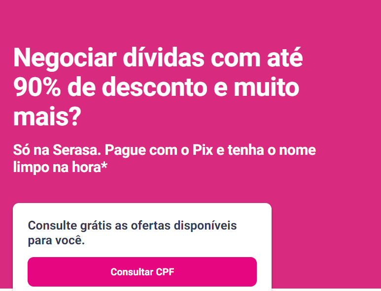 Comunicado do Serasa no site oficial (Foto Reprodução/Serasa)