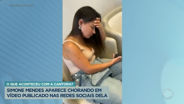 Simone Mendes surge chorando pelas redes sociais e caso é exposto na Record (Foto Reprodução/PlayPlus)