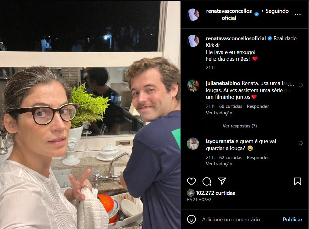 Renata Vasconcellos e o filho Miguel (Foto Reprodução/Instagram)