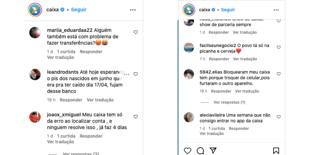 Clientes detonam instabilidade de aplicativo da Caixa (Foto: Reprodução / Instagram) 