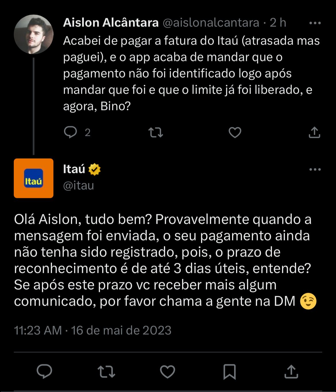 Clientes do Itaú estão enfurecidos com situação com o banco nesta terça-feira (16) - Foto Reprodução Twitter