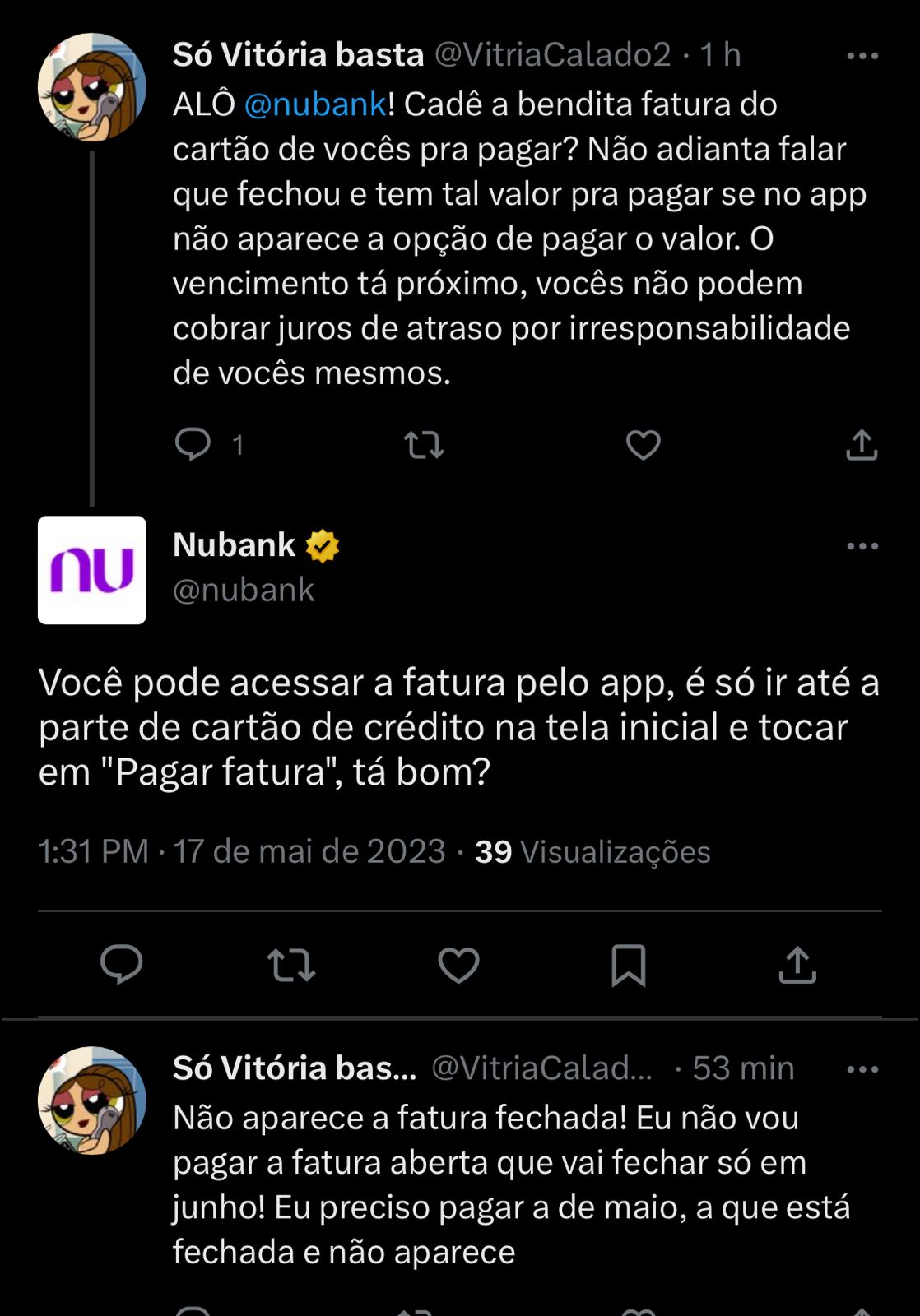 Clientes do Nubank estão enfurecidos com situação nesta quarta-feira (17) - Foto Reprodução Twitter