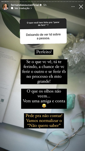 Stories de Fernanda Souza (Foto: Reprodução/ Instagram)