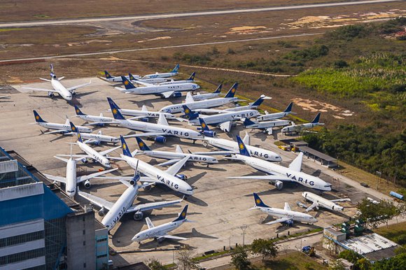 Frota de aviões da empresa vendida, a Varig - Foto Reprodução Internet