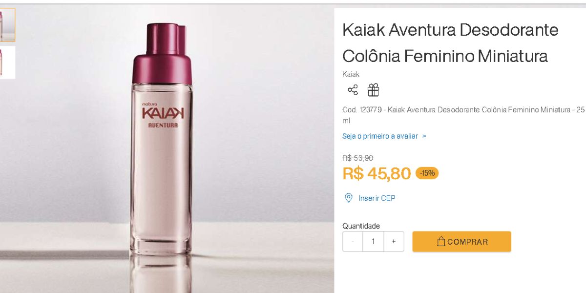 Perfume Kaiak Femino Natura (Reprodução - Natura)