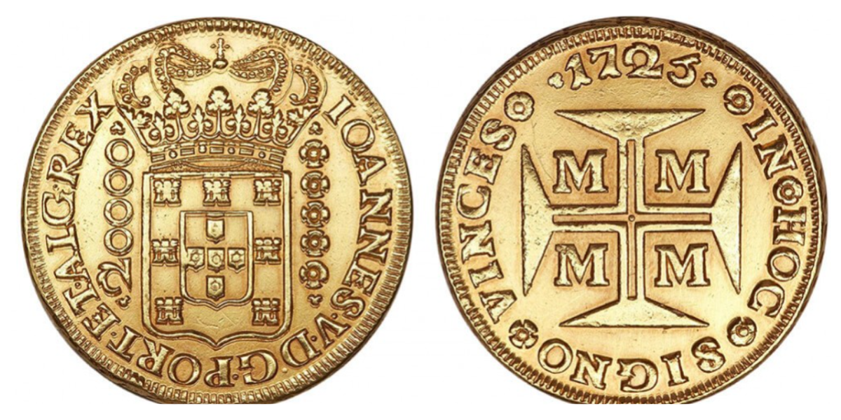 Réis 20, de 1724, está entre as moedas mais valiosas do Brasil (Foto: Internet)