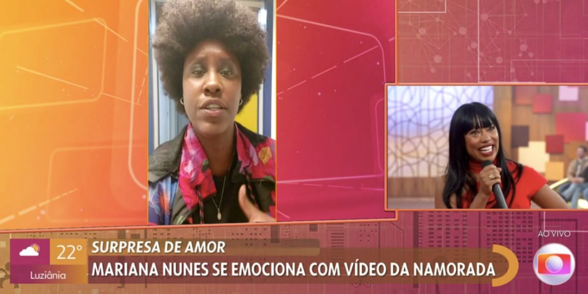 Mariana Nunes recebe declaração de Tati Villela no Encontro (Foto: Reprodução / Globo)