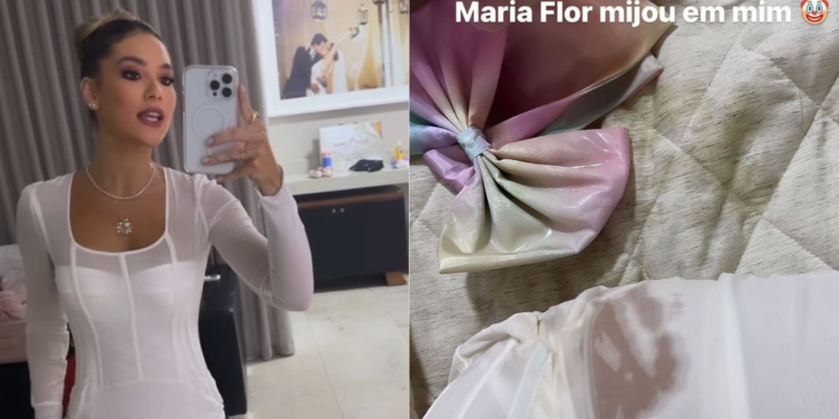 Influenciadora leva mijada da filha (Reprodução/Instagram)