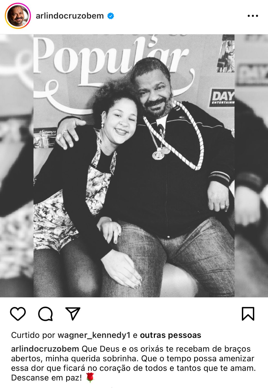 O cantor Arlindo Cruz deixa Brasil aos prantos ao emitir comunicado confirmando morte em sua família - Foto Reprodução Instagram