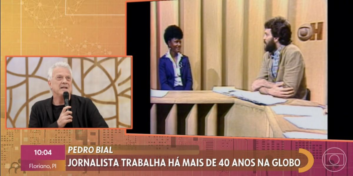 Pedro Bial e Alaíde Costa no Jornal Hoje (Foto: Reprodução / Globo) 