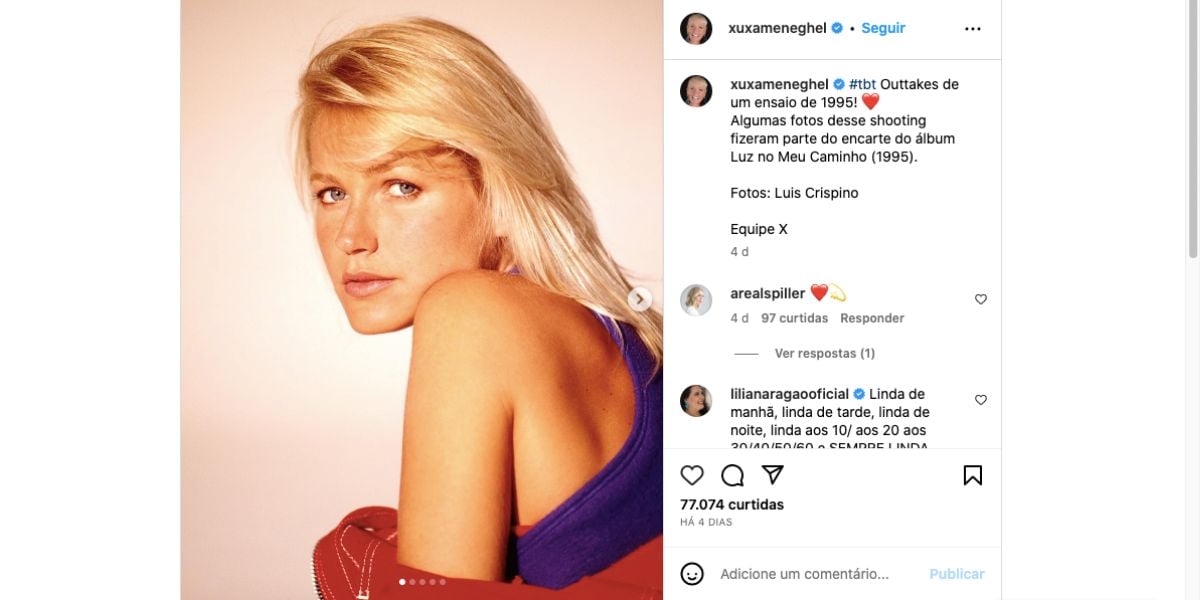 Publicação de Xuxa (Foto: Reprodução / Instagram) 