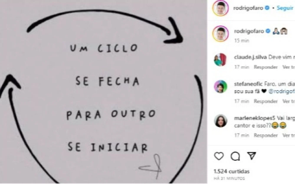 Publicação deletada de Rodrigo Faro (Foto: Reprodução/ Instagram)