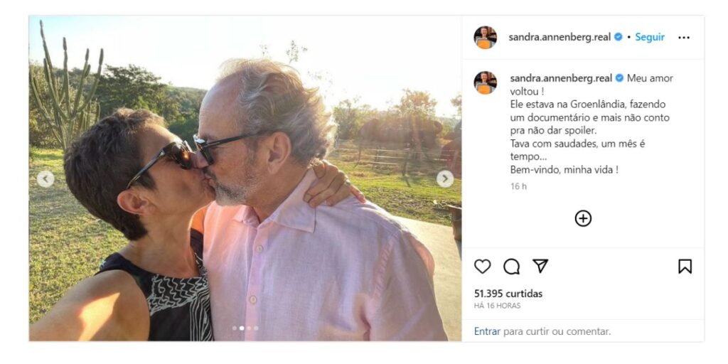 Sandra
e Ernesto Paglia (Foto: Reprodução / Instagram)